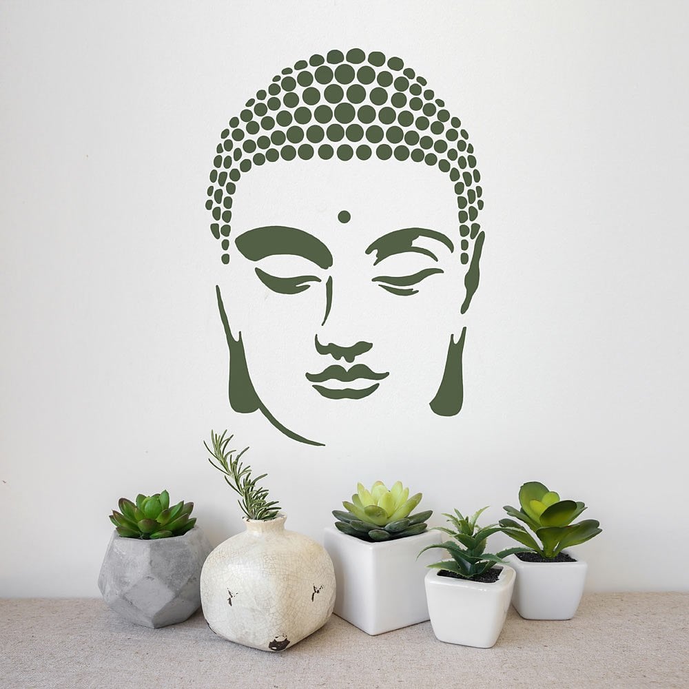 Buddha head stencil meditation zen decor