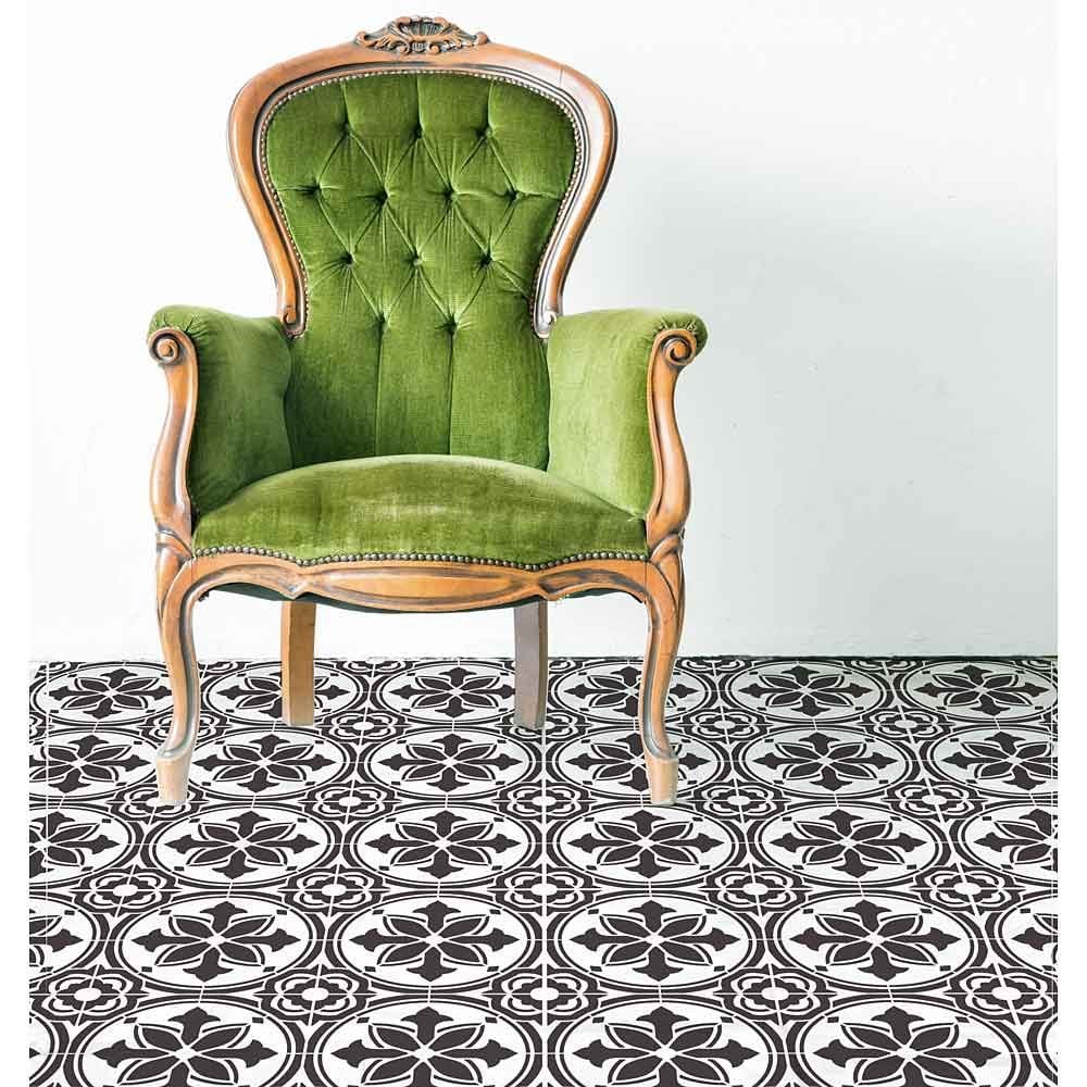 Cement-tile-floor-stencil-black-white-tiles-stencils