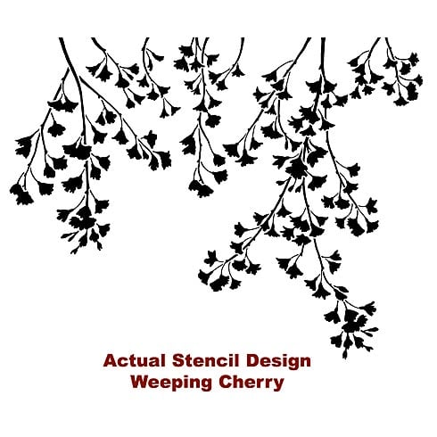 Cherry branch cherry blossom stencil