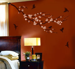 Sakura and Birds Wall Stencil