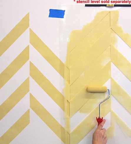 Chevron-stenciled-wall