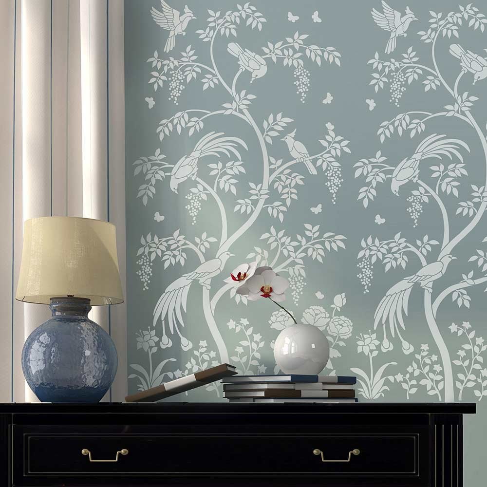 Chinoiserie chic stencils Cutting edge stencils wall mural chinese wallpaper