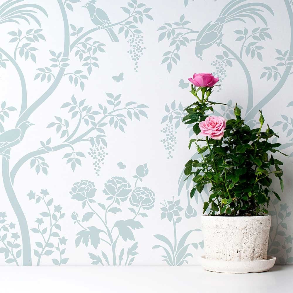 Chinoiserie stencils oriental stencil wallpaper