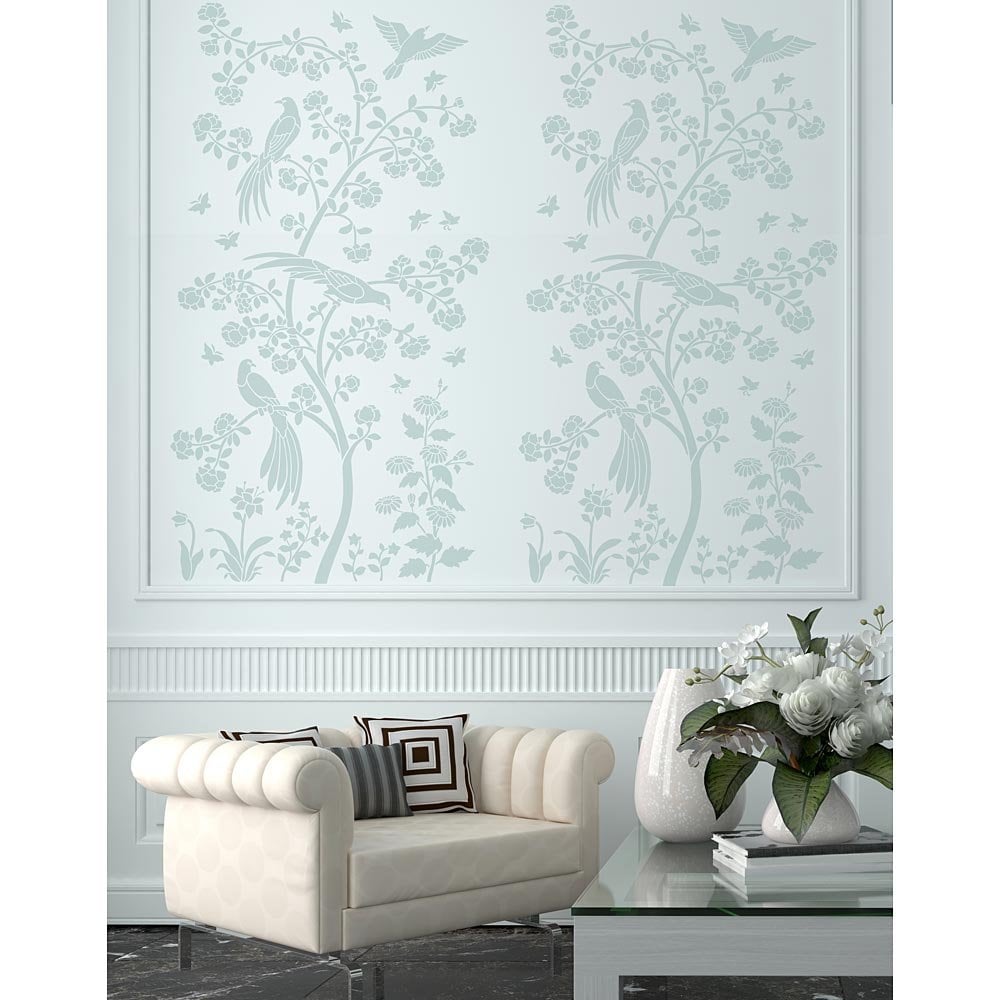 Chinoiserie wallpaper stencils DIY wall mural