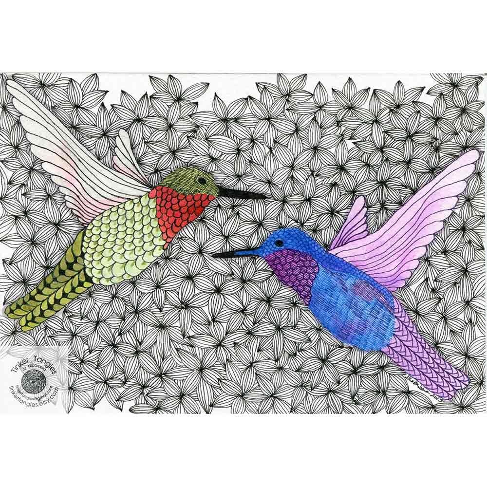 Coloring-pages-designs-stencils-doodle-tangle-stencil-Hummingbirds