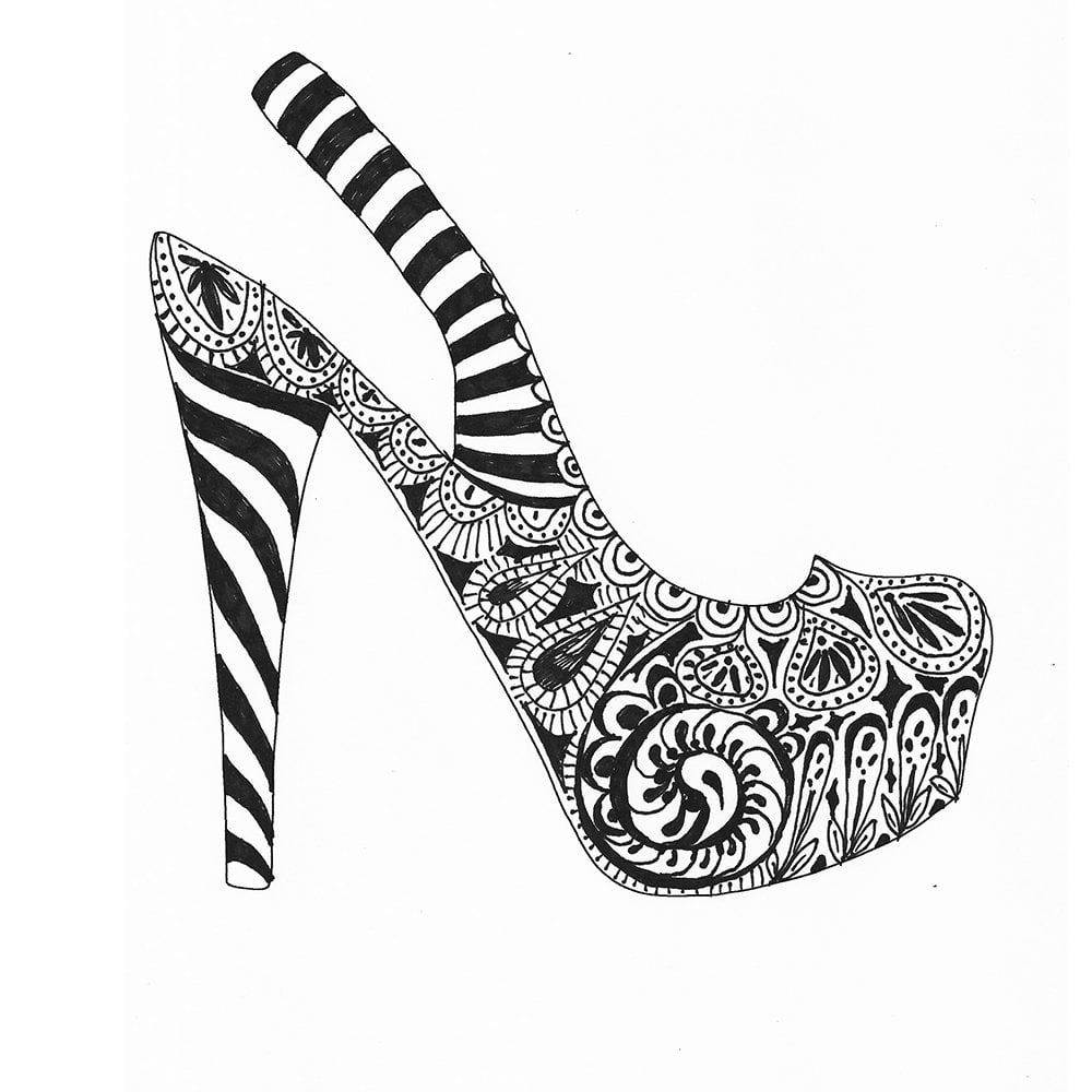 Coloring-pages-designs-stencils-stencil-Slingback-Pump