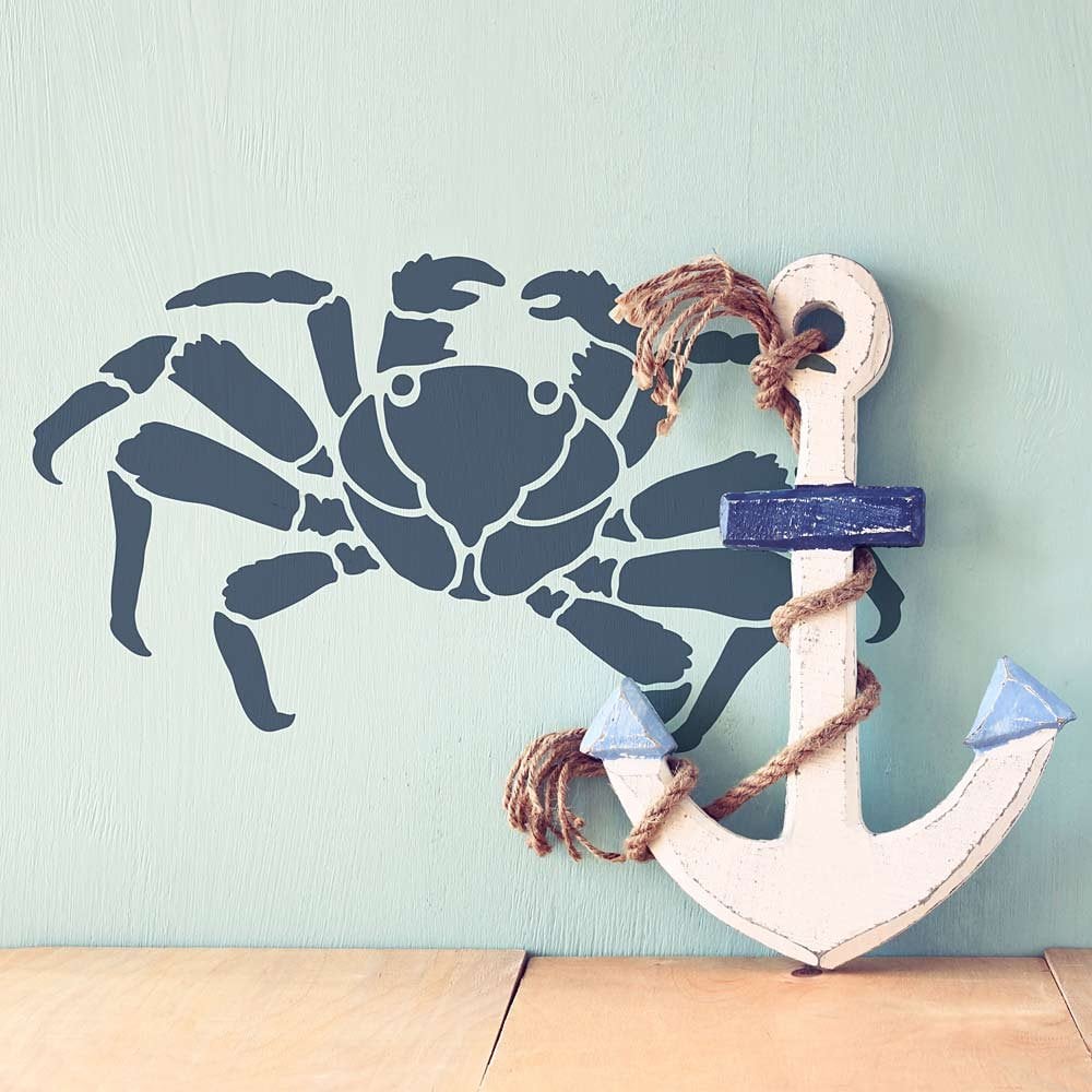 Crab stencil decal nautical wall decor beach theme