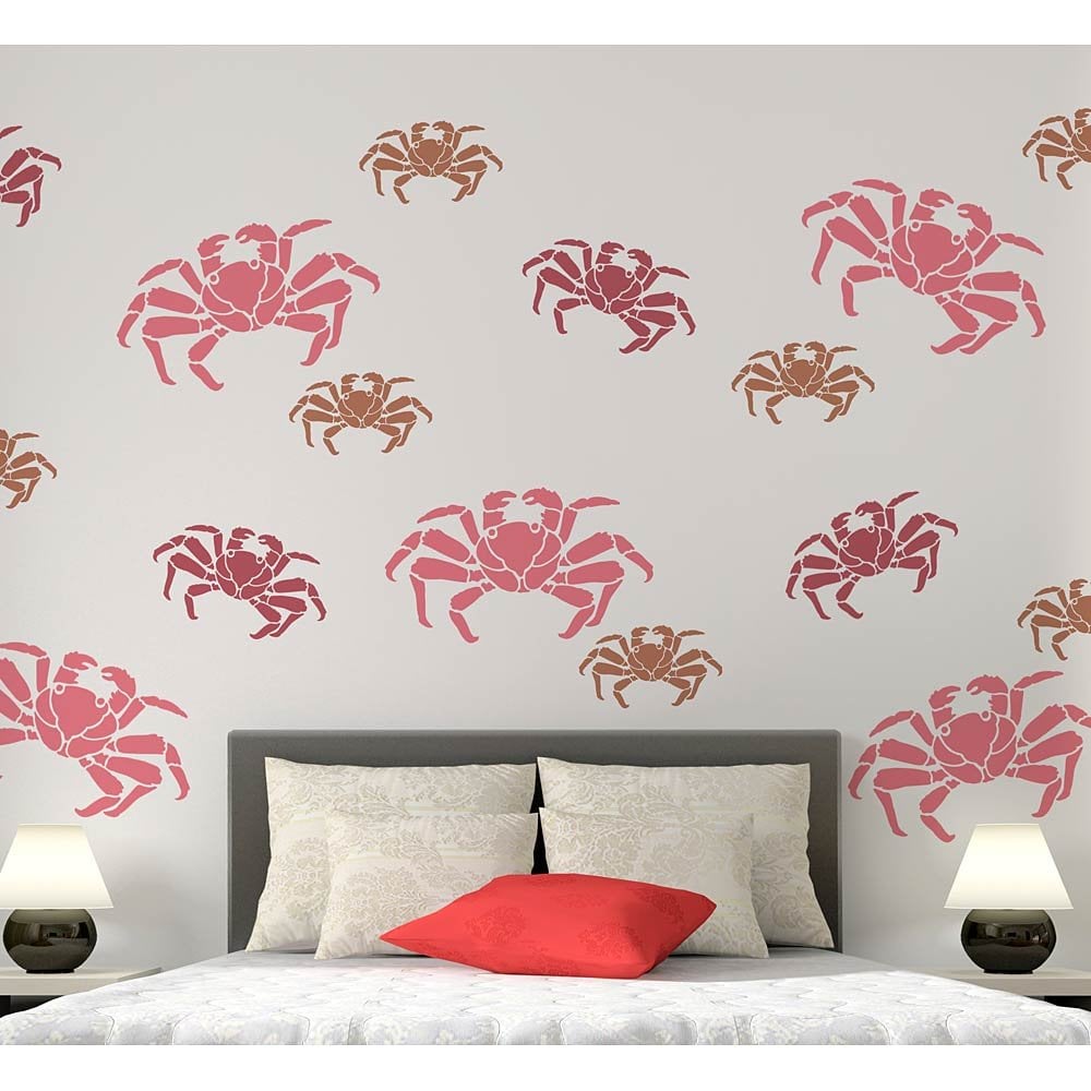 Crab wall pattern stencil nautical wall decor sea life wall stencils