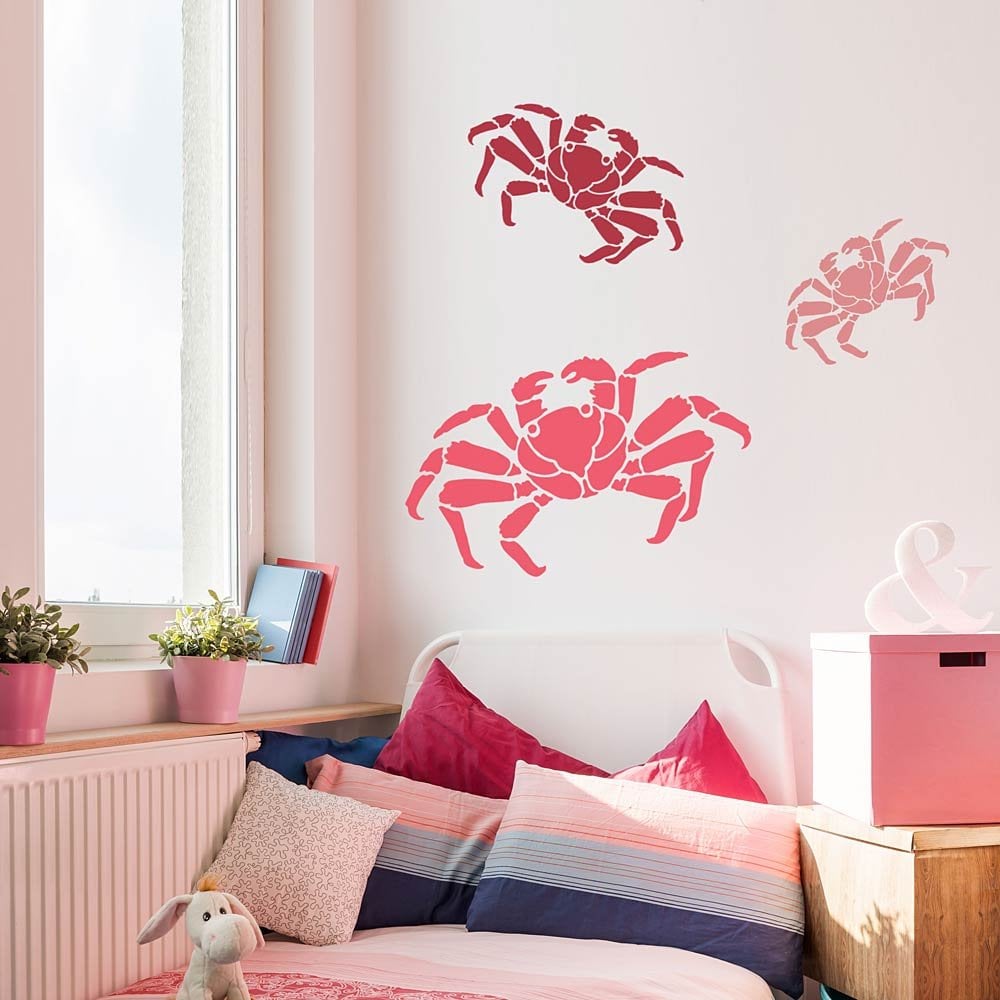 Crab wall stencil nautical kids room stencils sea animals