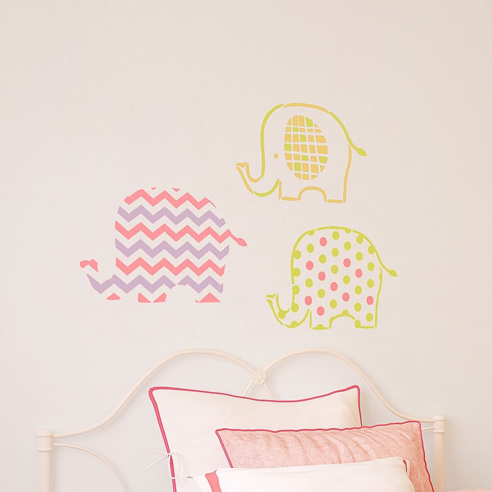 Cute-Elephants-stencils-baby-room-nursery