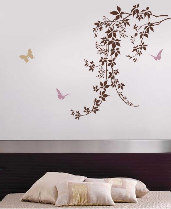 Wall stencil big leaf and vine. Modern wall stencils