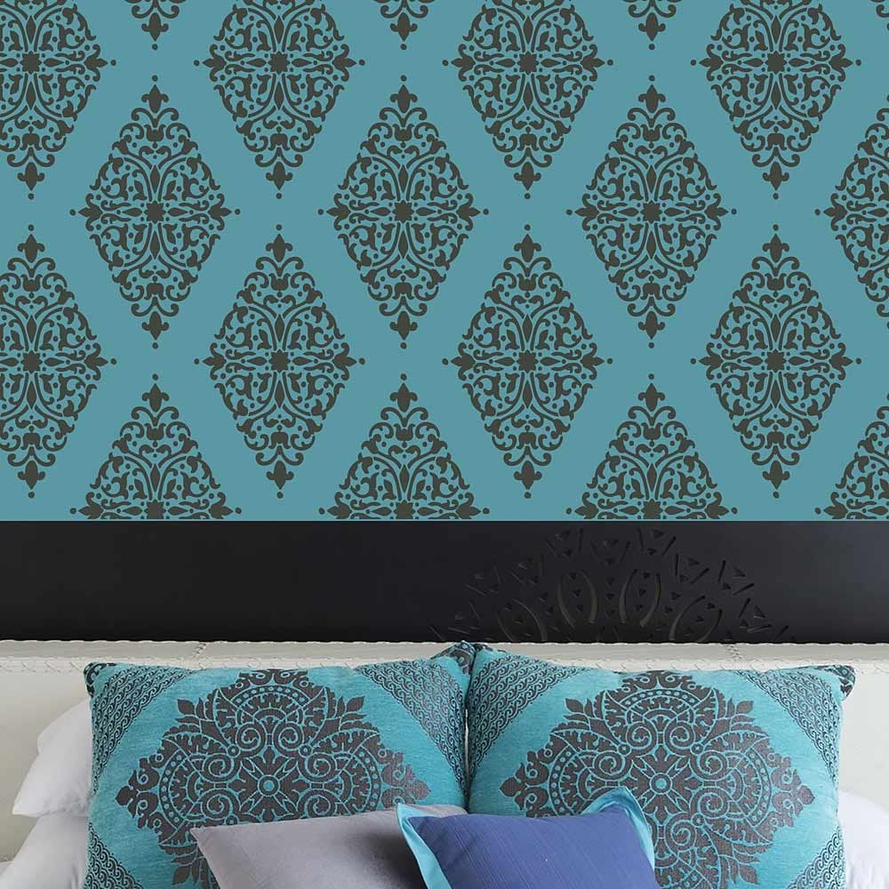 Damask stencil arabesque brocade Moroccan Wallpaper Design