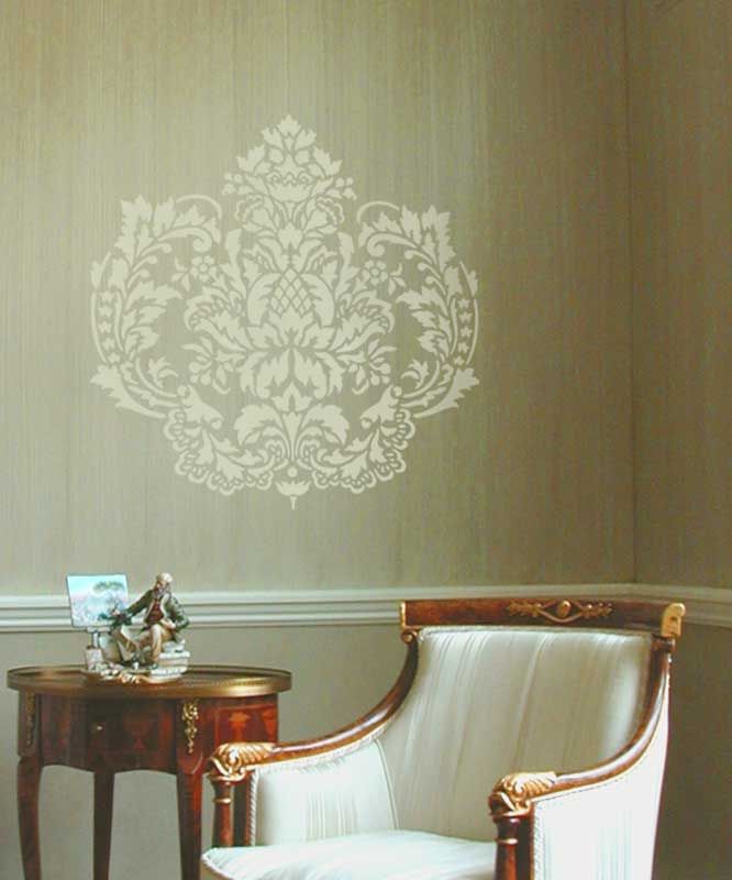 Large Damask stencil  for walls. Wall stencils by Cutting Edge Stencils