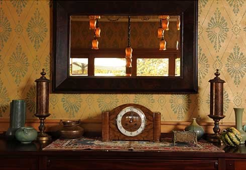 Damask stencil dining room