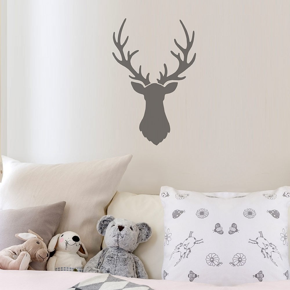 Deer Head stencil decal woodland nursery