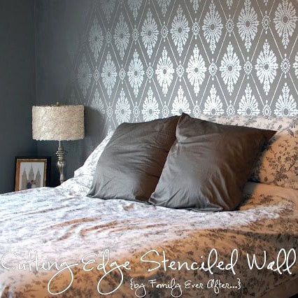 Diamonds damask stencil bedroom wall