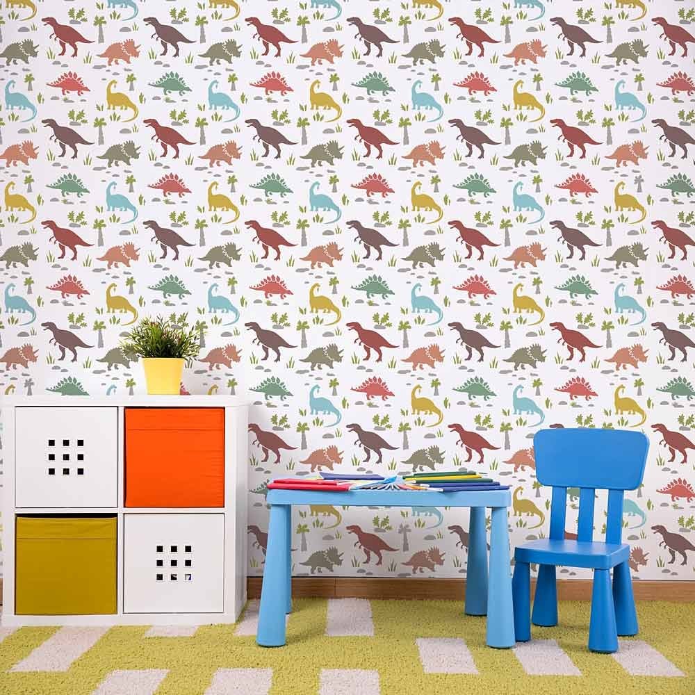 Dinosaur-stencils-wallpaper-kids-room