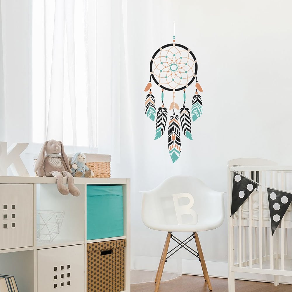 Dream Catcher stencil nursery indian woodland modern