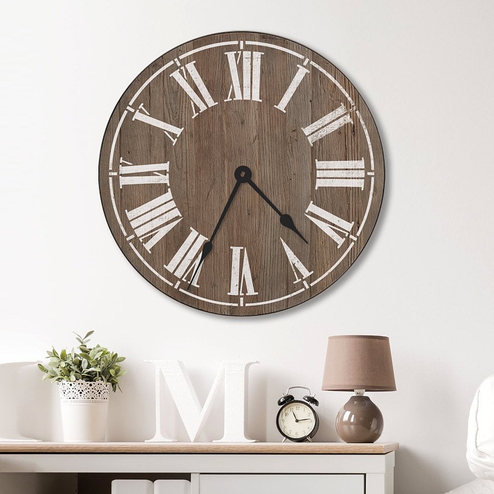 Farmhouse Clock Stencil Latin numerals large rustic clock stencils DIY reclaimed wood clock