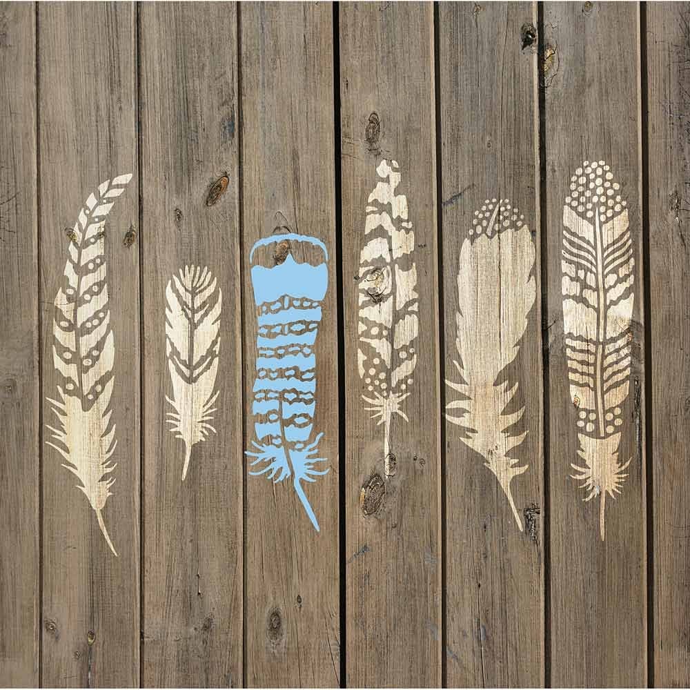 Feathers wall stencil kit for wall decor