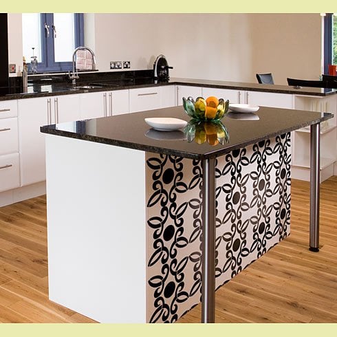 stenciled kitchen island