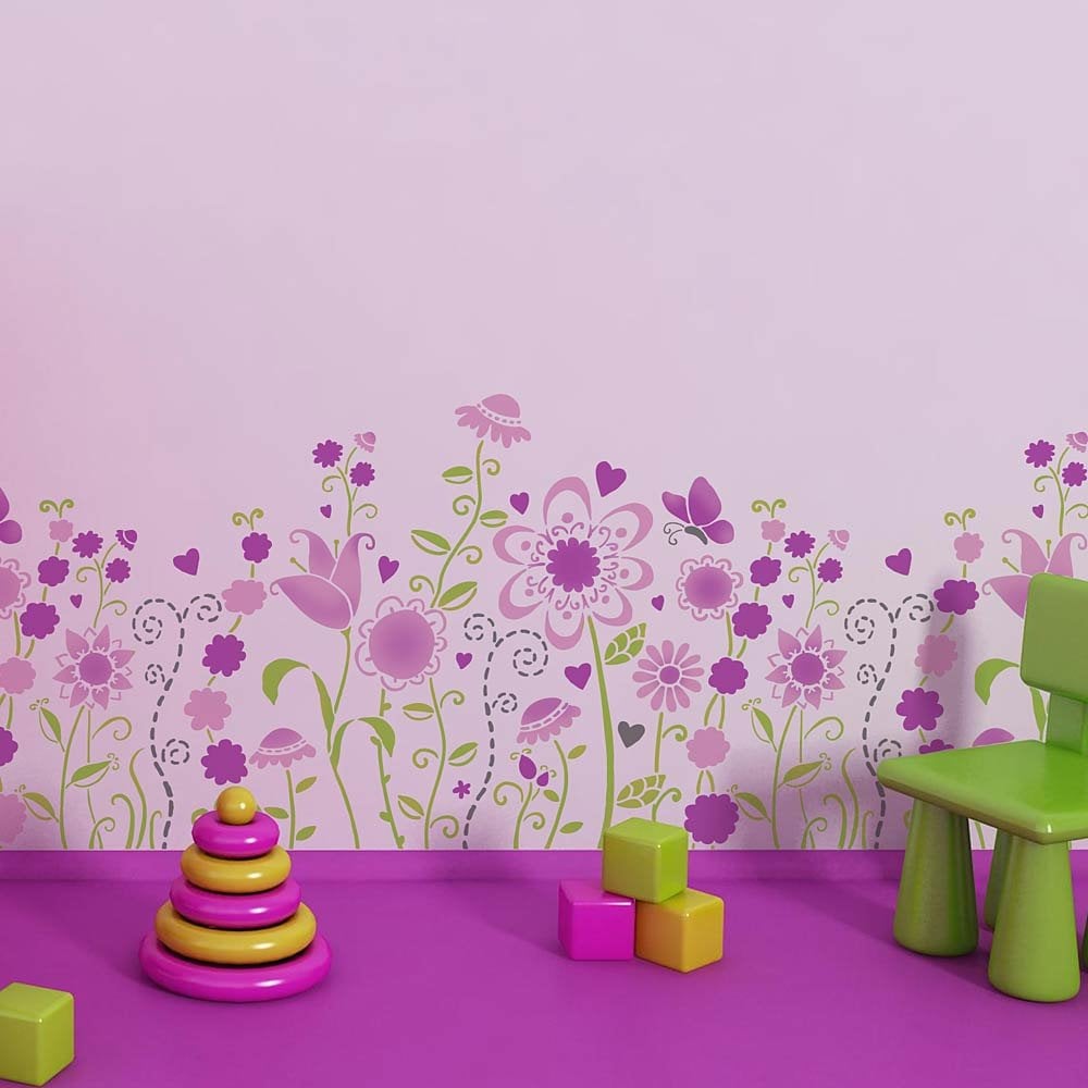 Floral-border-stencil-kids-rooms