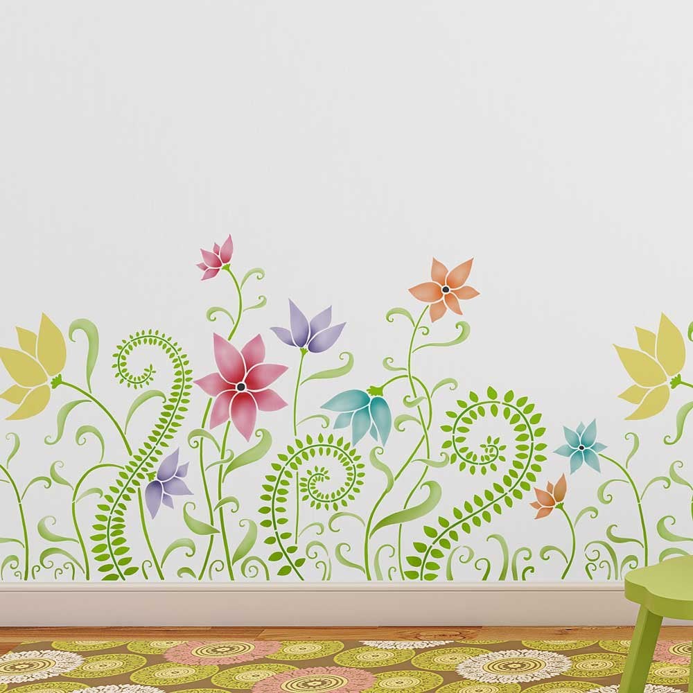 Flower-border-stencil-nursery-kids-room