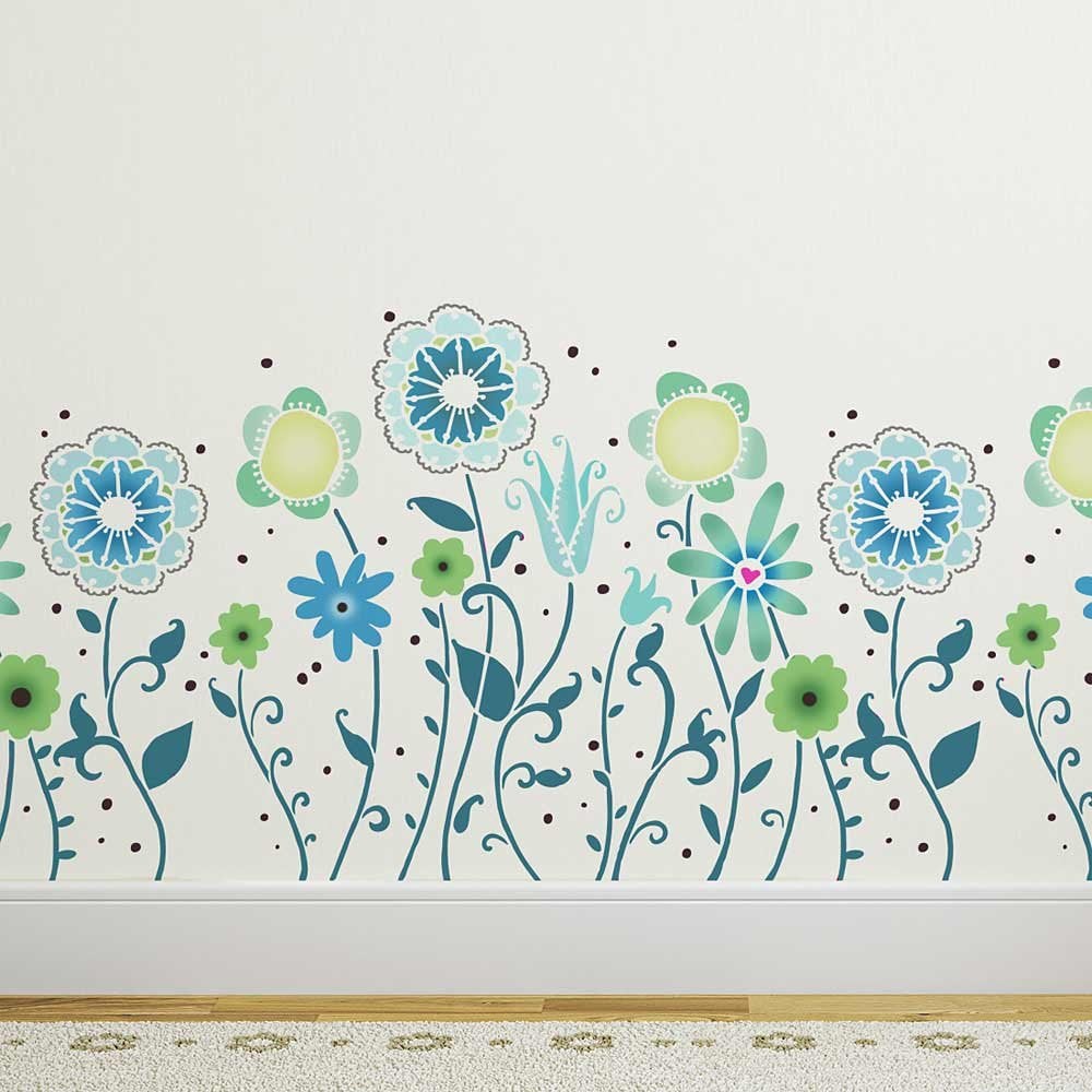 Flower-stencil-border-magic-garden