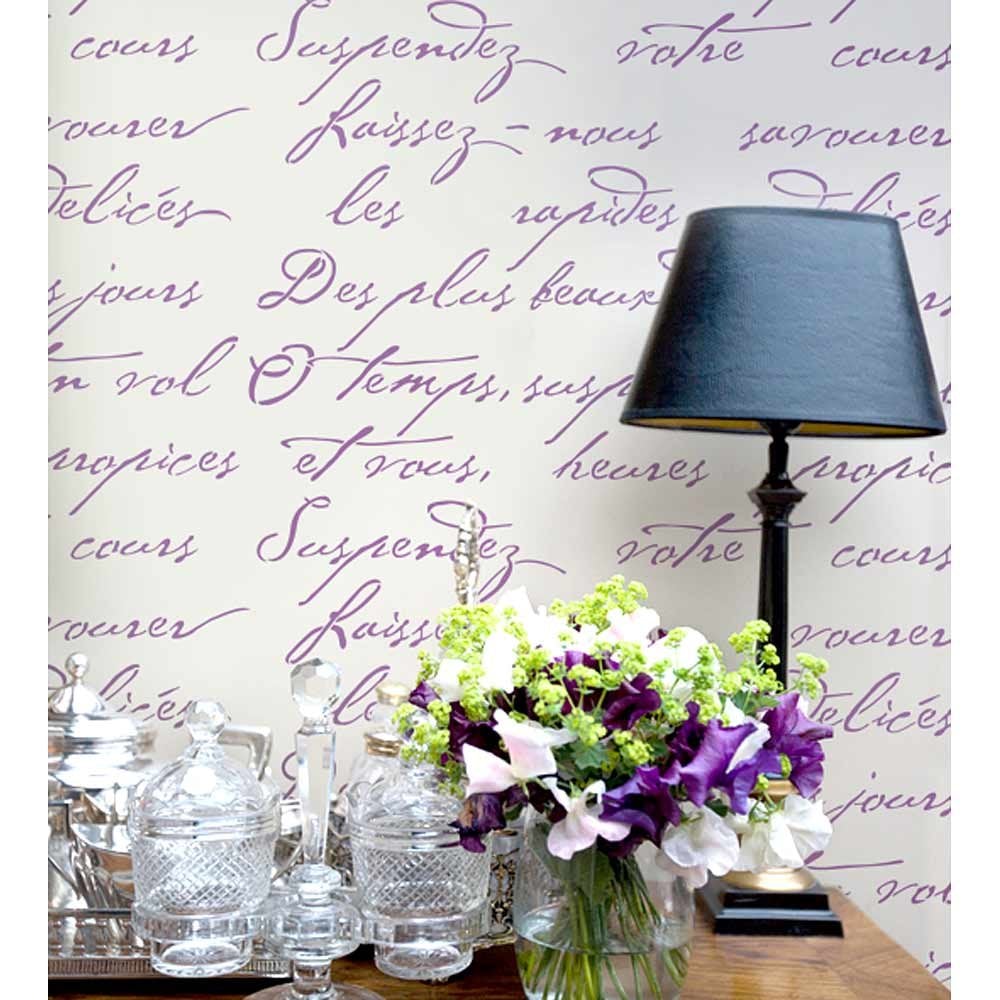 French poem letter typography stencil for walls