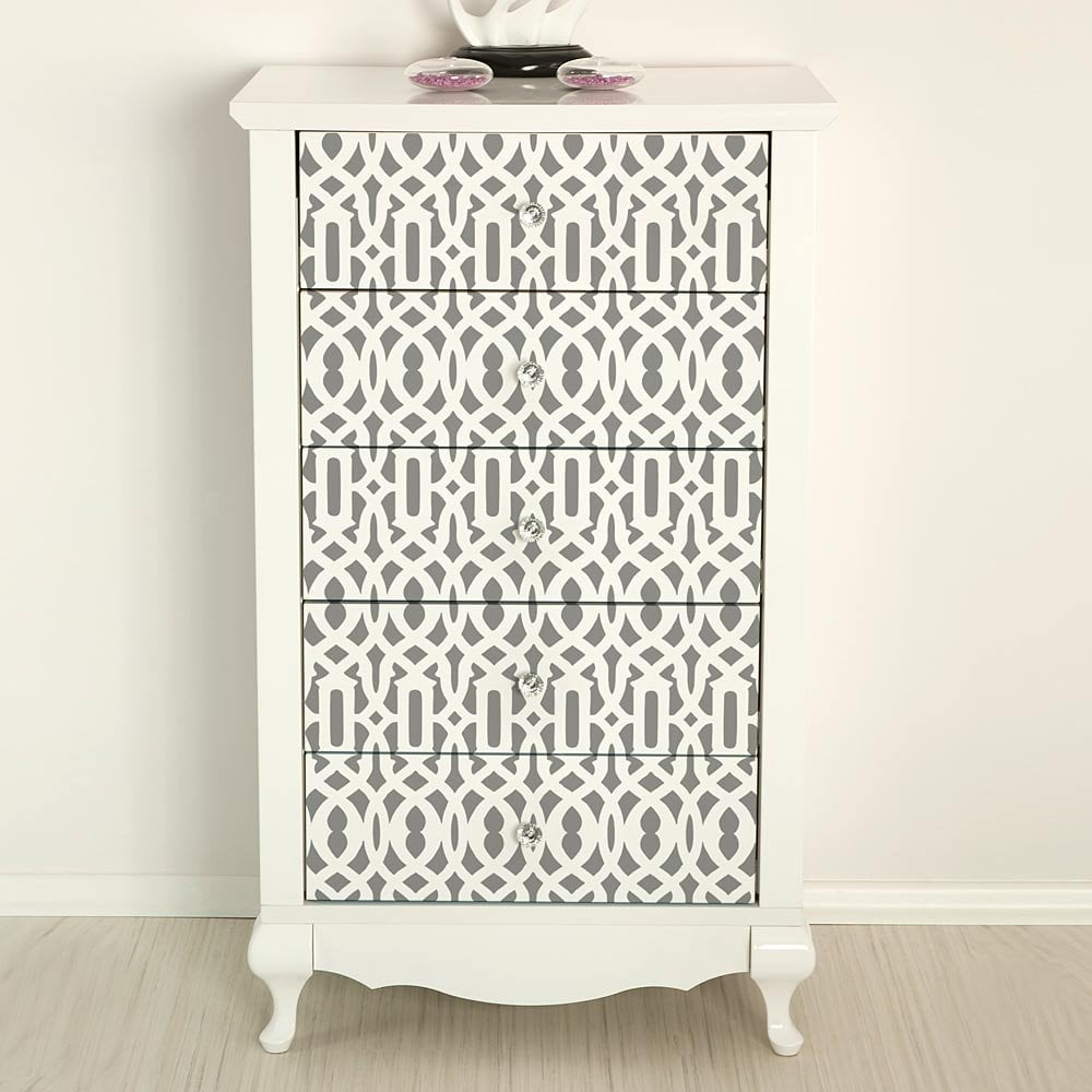 Furniture-stencils-trellis-stenciled-dresser