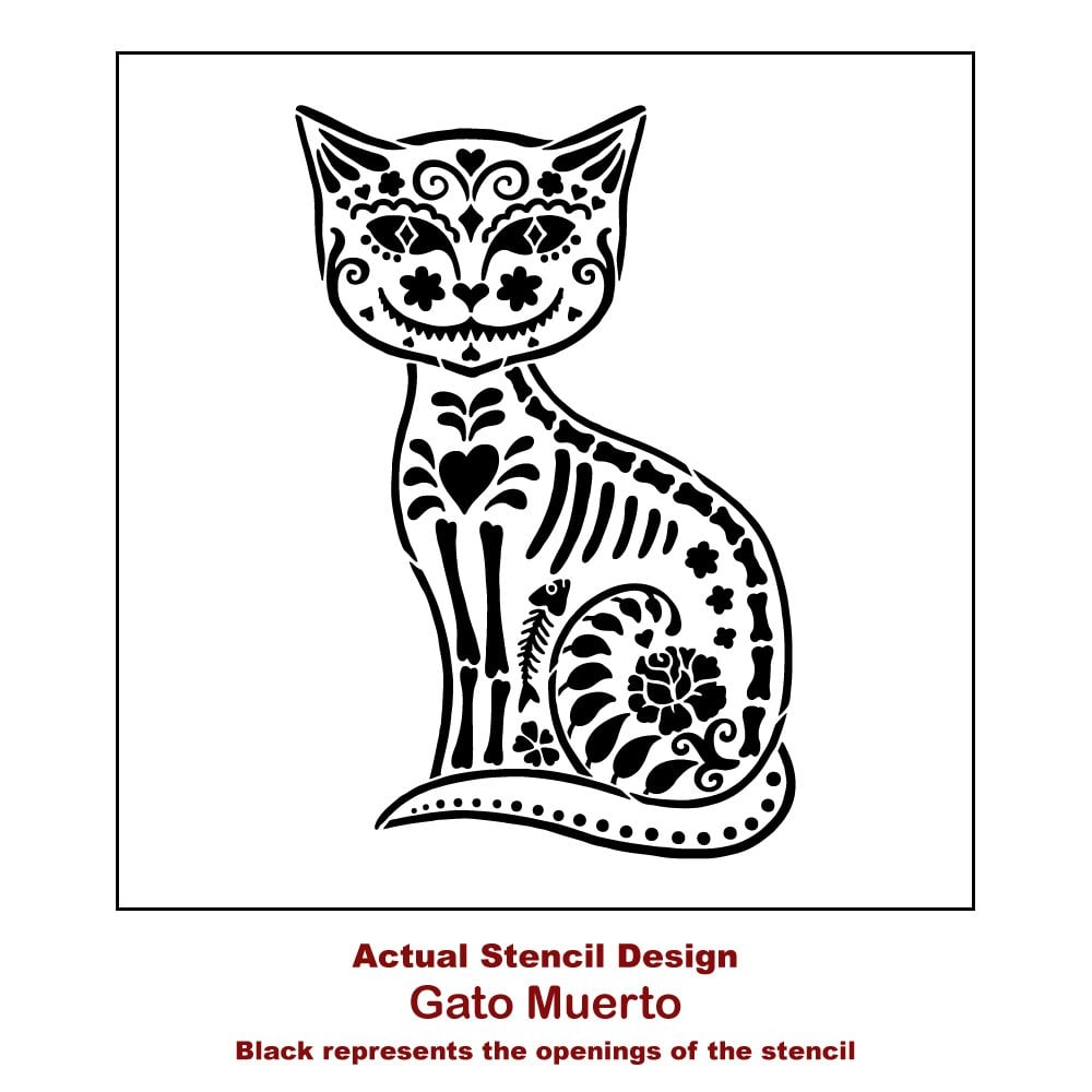 gato muerto day of the dead decor halloween stencil cat design