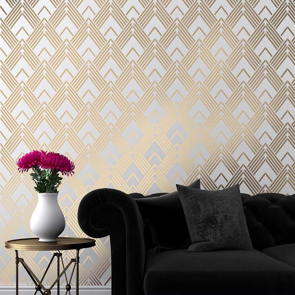 Geometric Art Deco Pattern Stencil Deco Wallpaper