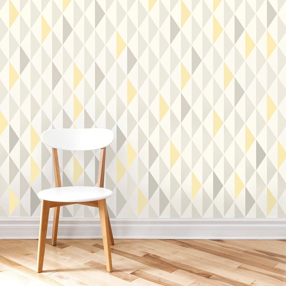 Geometric-wallpaper-stencil-yellow-grey-stencils