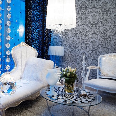 Glam damask stencil room