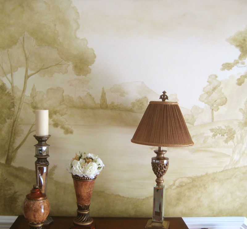 grisaille mural stencil