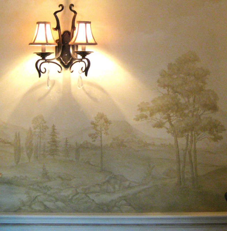 grisaille mural stencil