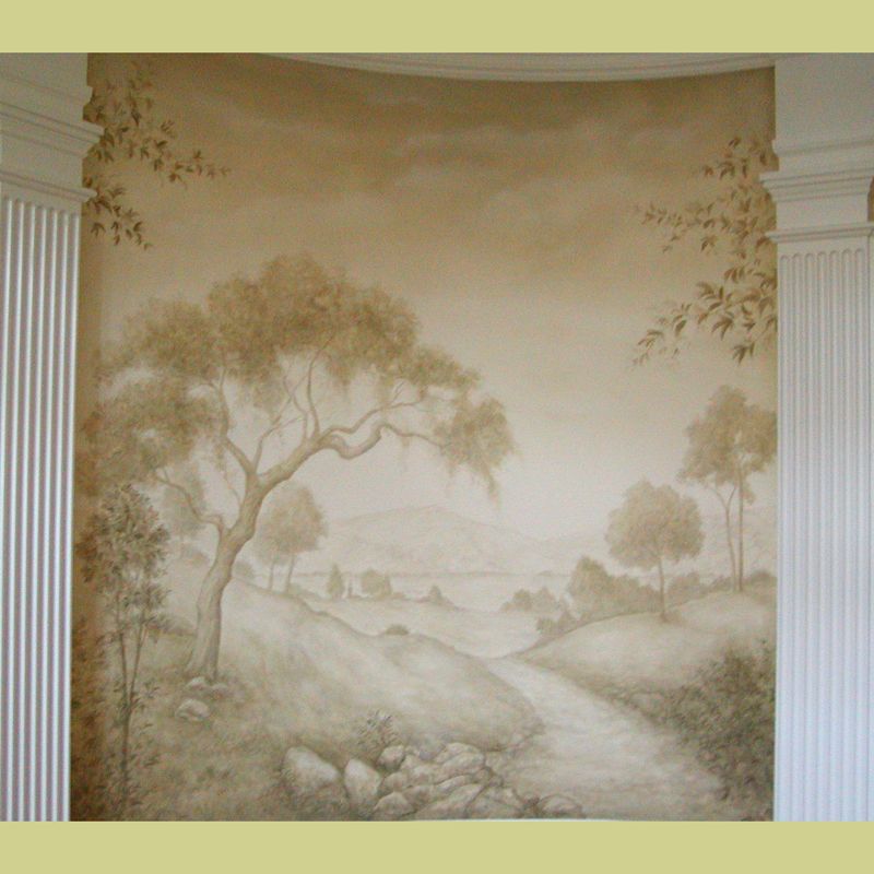 grisaille mural stencil