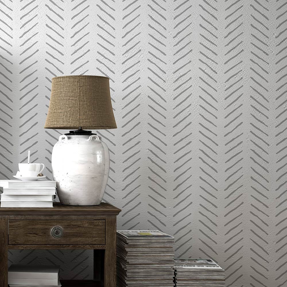 Handdrawn Chevron Stencil Pattern Herringbone stencil for walls