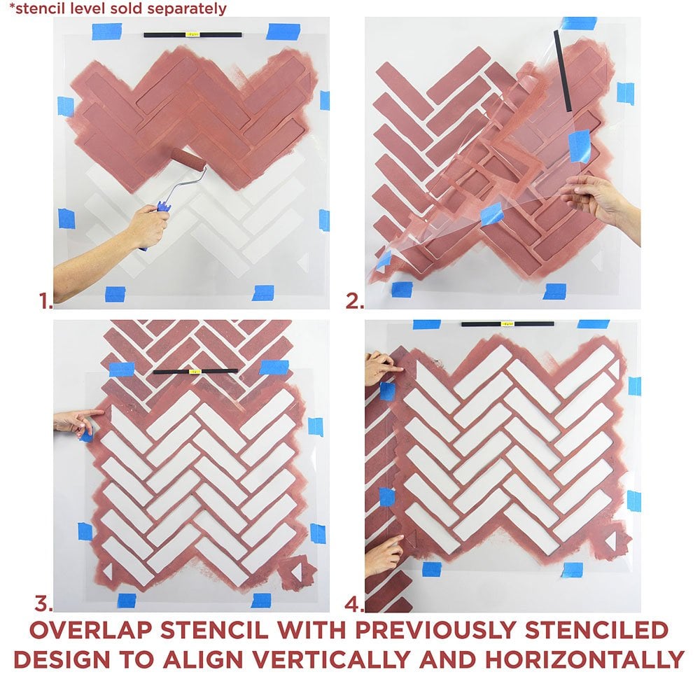 Herringbone-Bricks-stencil-Template-Instructions