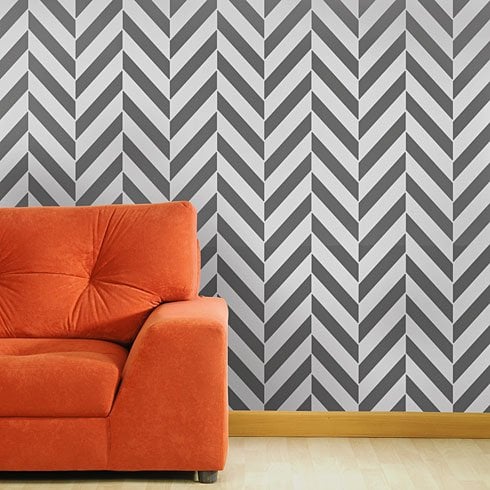 Herringbone-stencil-wall