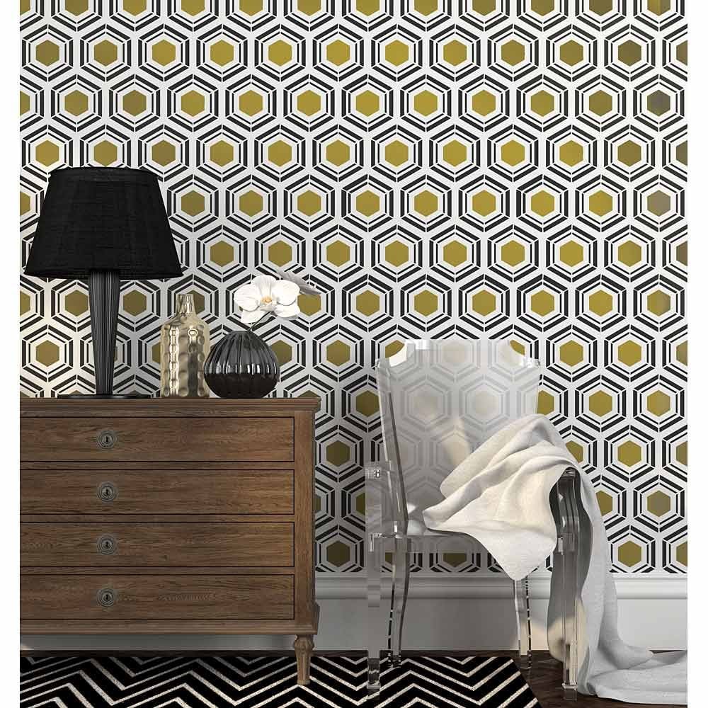 Hexagon Stencil pattern geometric modern stencils for walls