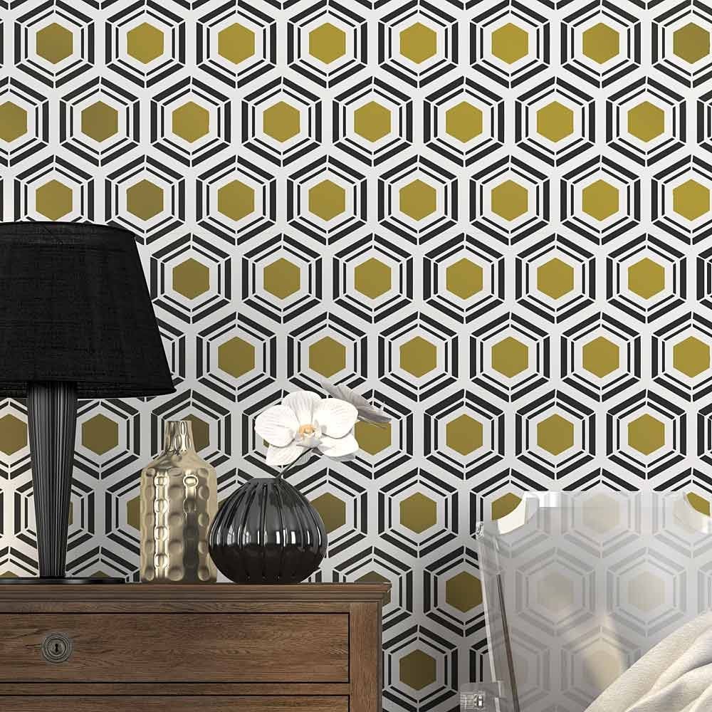 Hexagon stencil honeycomb stencils wall pattern modern