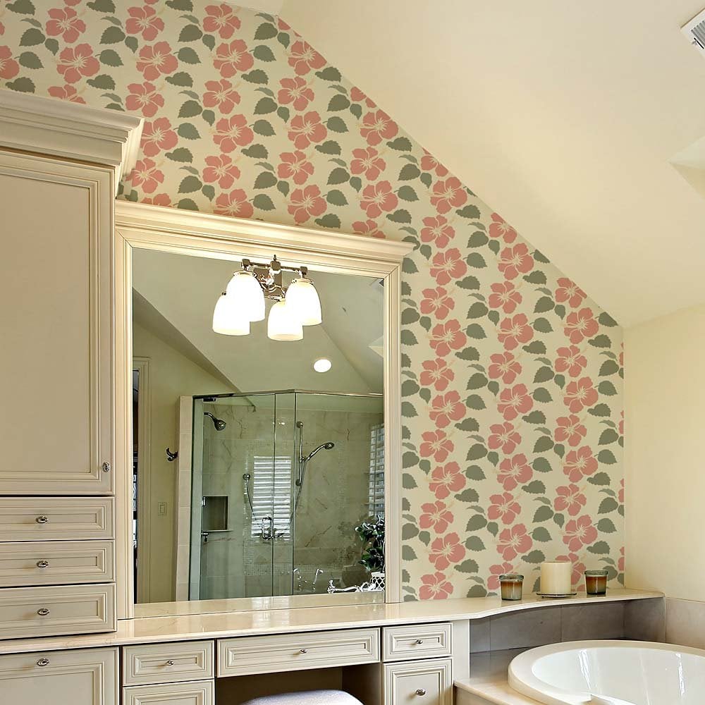 hibiscus wallpaper stencils