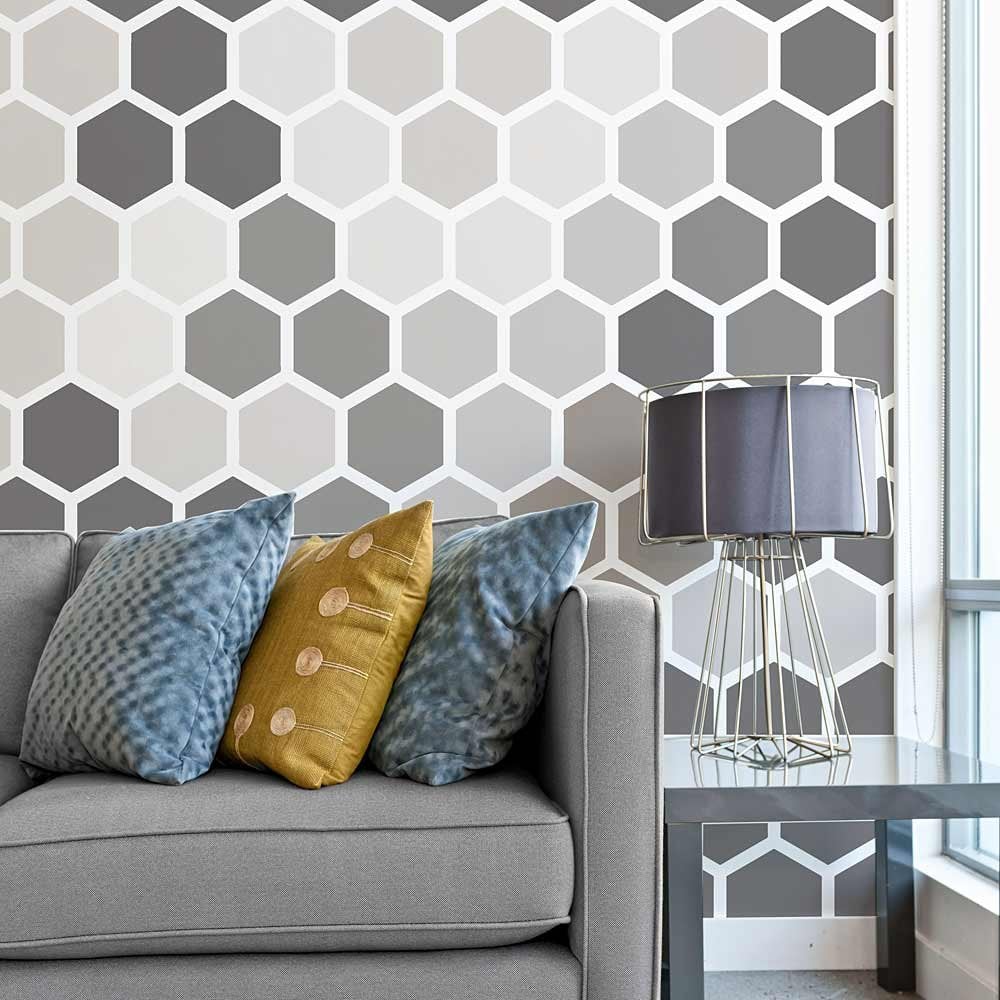 Honeycomb stencil wallpaper stencils modern pattern for walls