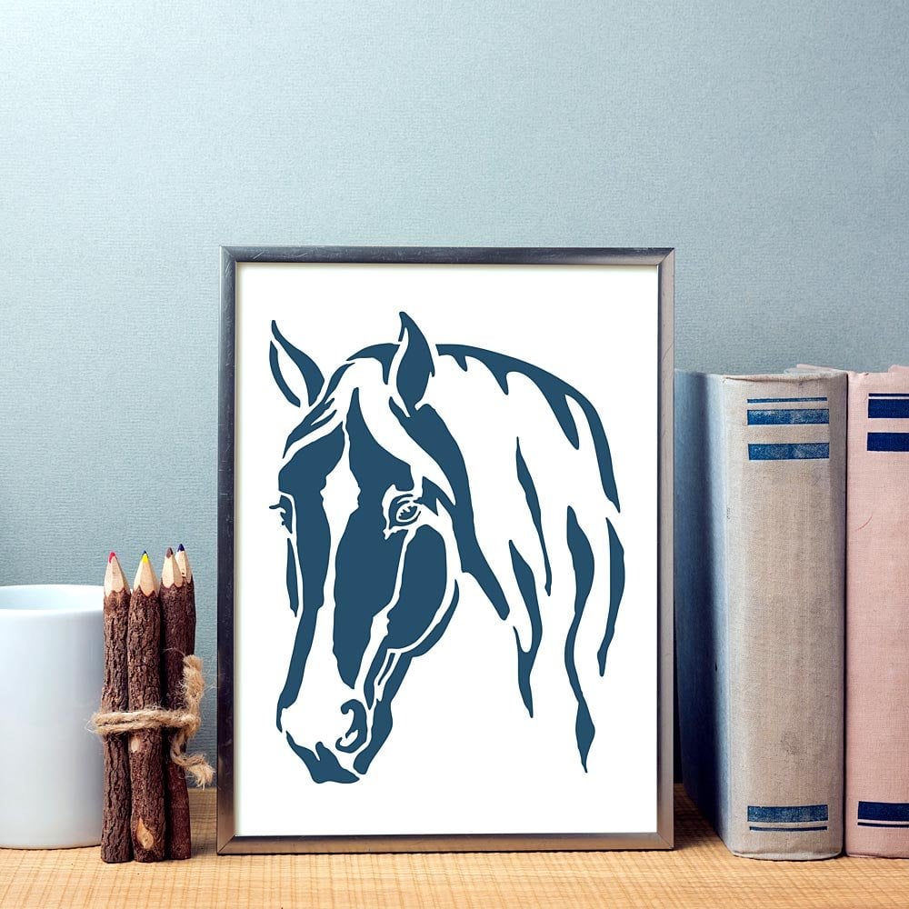 Horse head stencil large wall stencils DIY equestrian decor