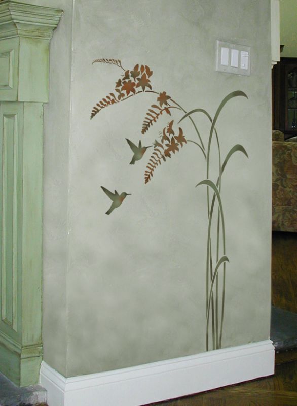 plant bird stencil