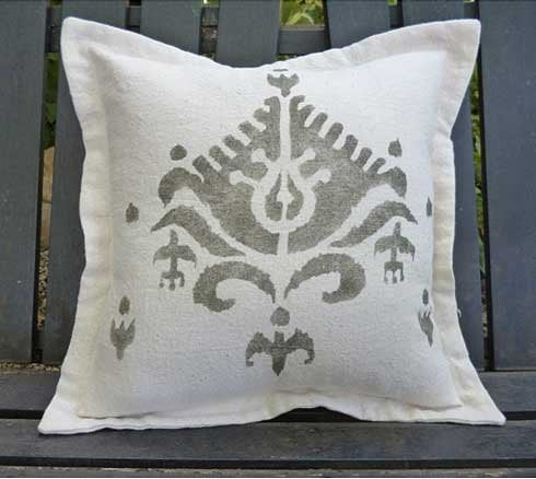 Ikat-stencil-stenciled-pillow