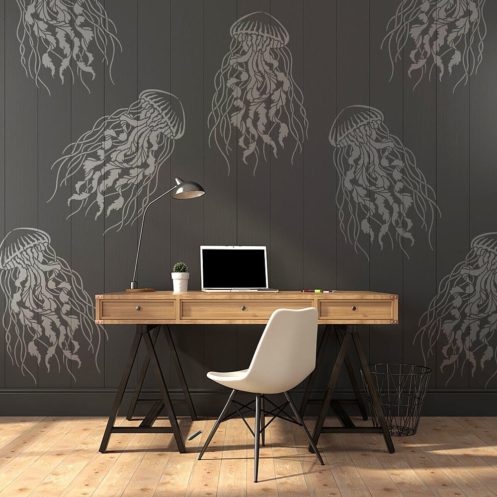 Jellyfish stencil jelly fish stencils for walls large wall stencil nautical decor