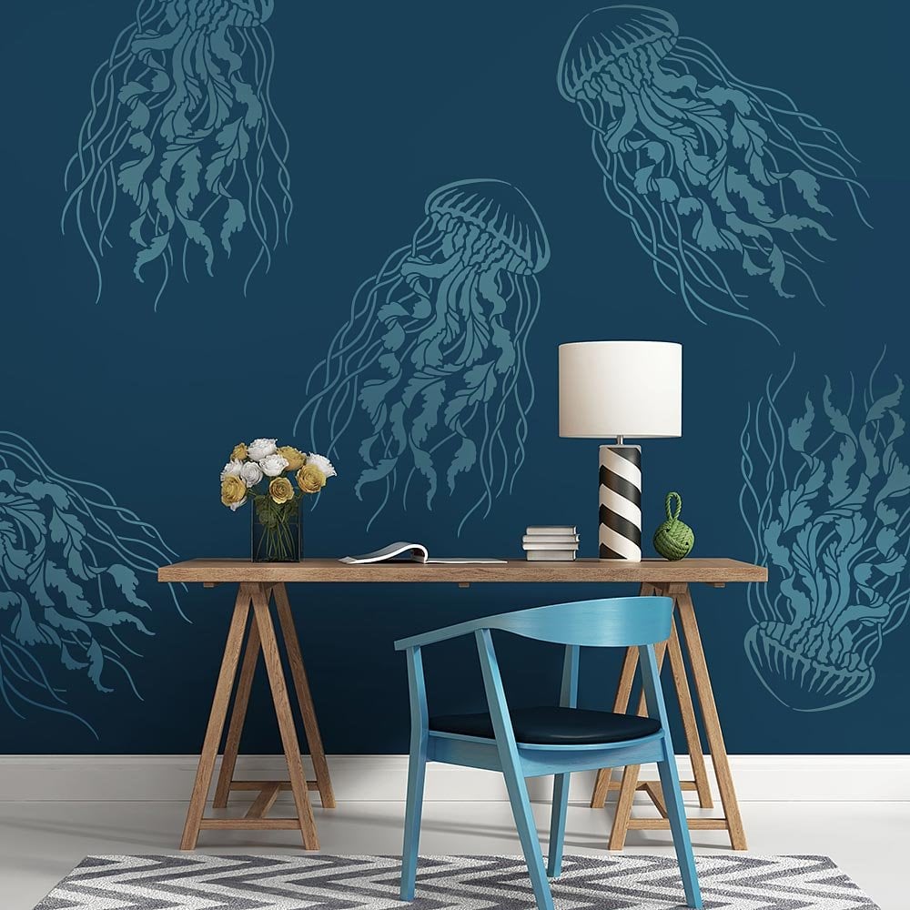 Jellyfish-stencil-wallpaper-nautical-design-jelly-fish-stencils-beach-decor-large-stencils