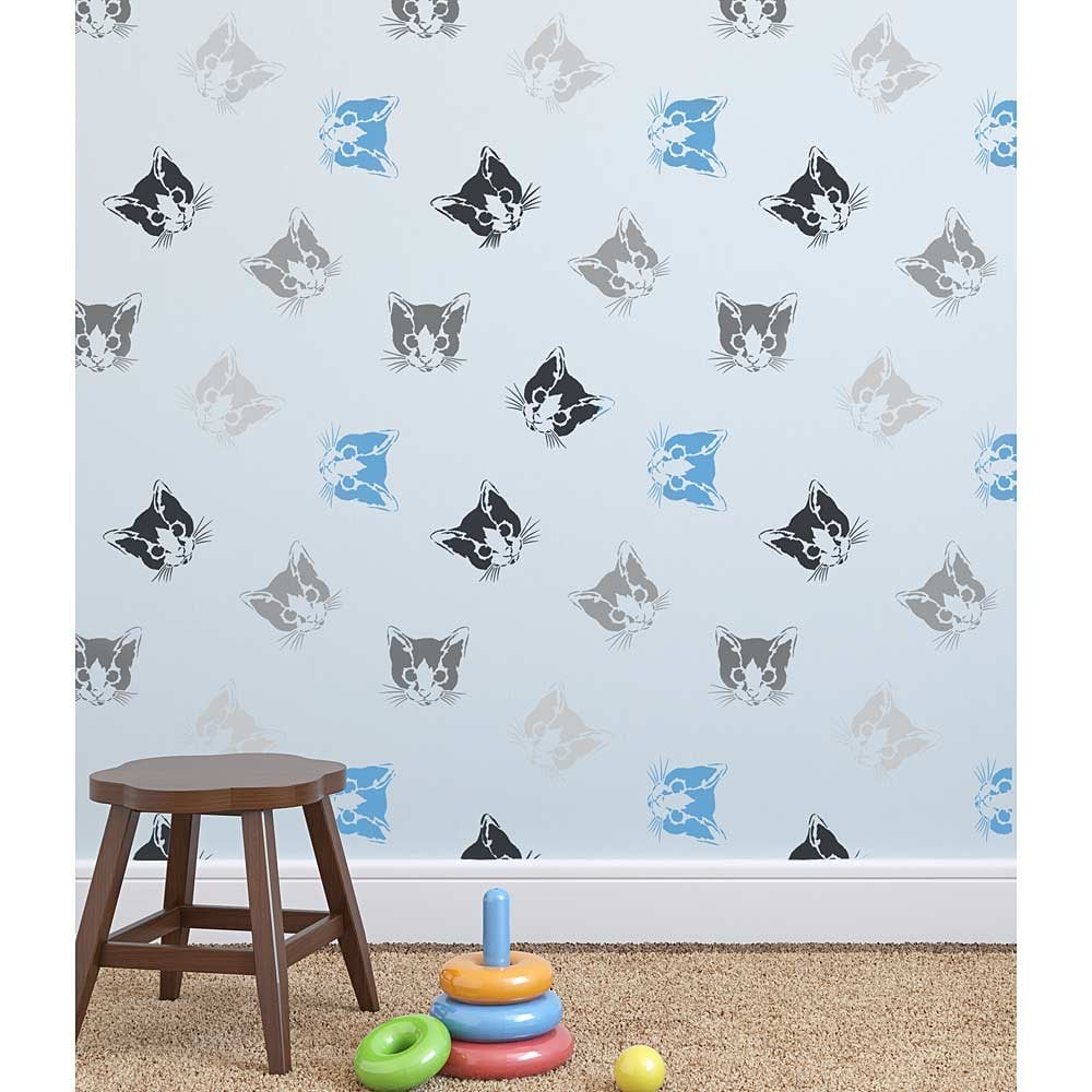 Kitten-face-wall-pattern-wallpaper-stencils